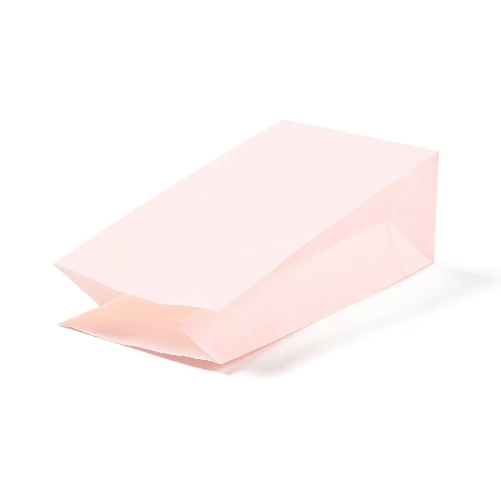100 pc Rectangle Kraft Paper Bags, None Handles, Gift Bags, Pink, 13x8x24cm