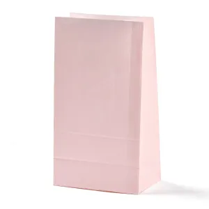 100 pc Rectangle Kraft Paper Bags, None Handles, Gift Bags, Pink, 13x8x24cm
