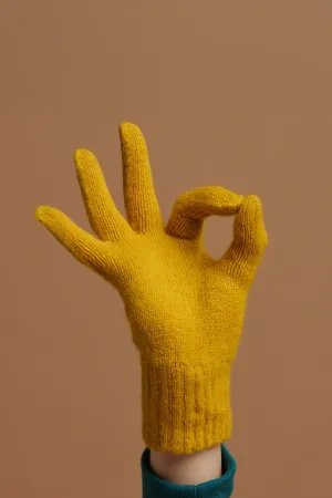 2 ply Lambswool Gloves - Mustard MARKED