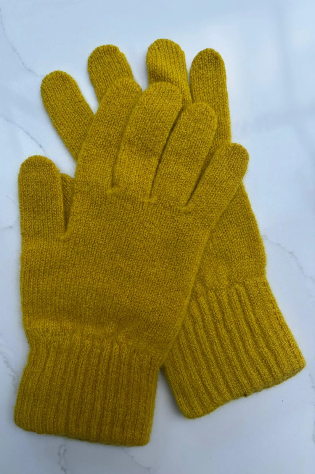 2 ply Lambswool Gloves - Mustard MARKED