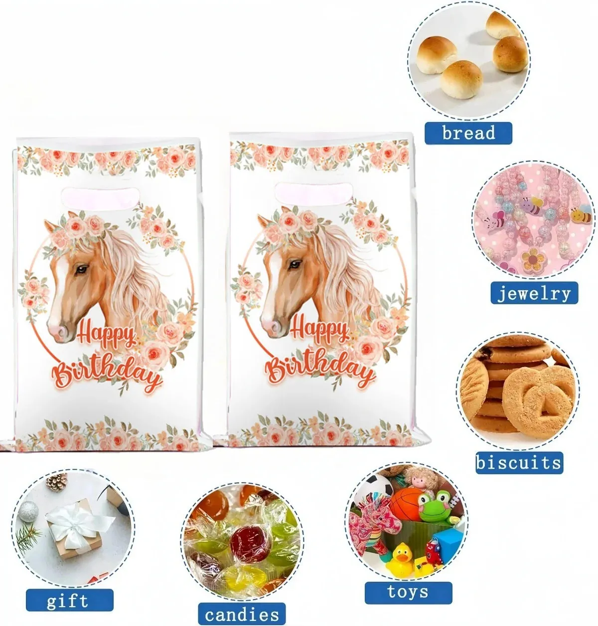 30/20/10pcs Farm Animals Gift Bag Birthday Decoration Horse Handle Candy Bags Biscuit Wrapper Kids Gift Favor For Party Supplies