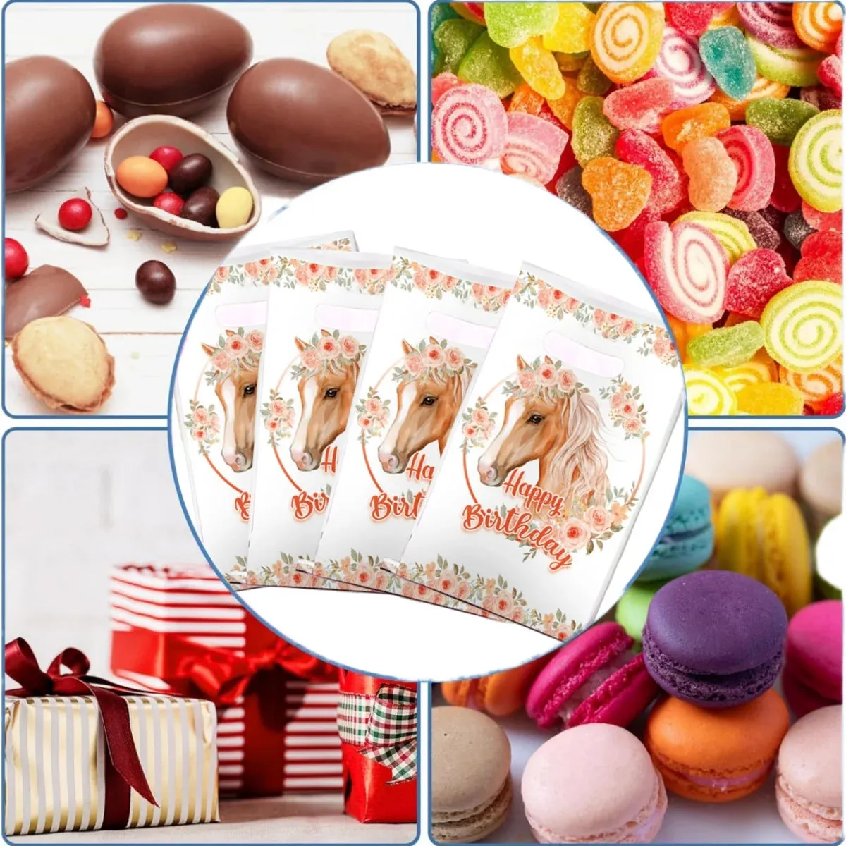 30/20/10pcs Farm Animals Gift Bag Birthday Decoration Horse Handle Candy Bags Biscuit Wrapper Kids Gift Favor For Party Supplies