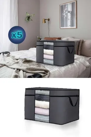 5 Pcs Anthracite Gray Clothes Quilt Pillow Bag Storage Bag 70x40x40 Cm