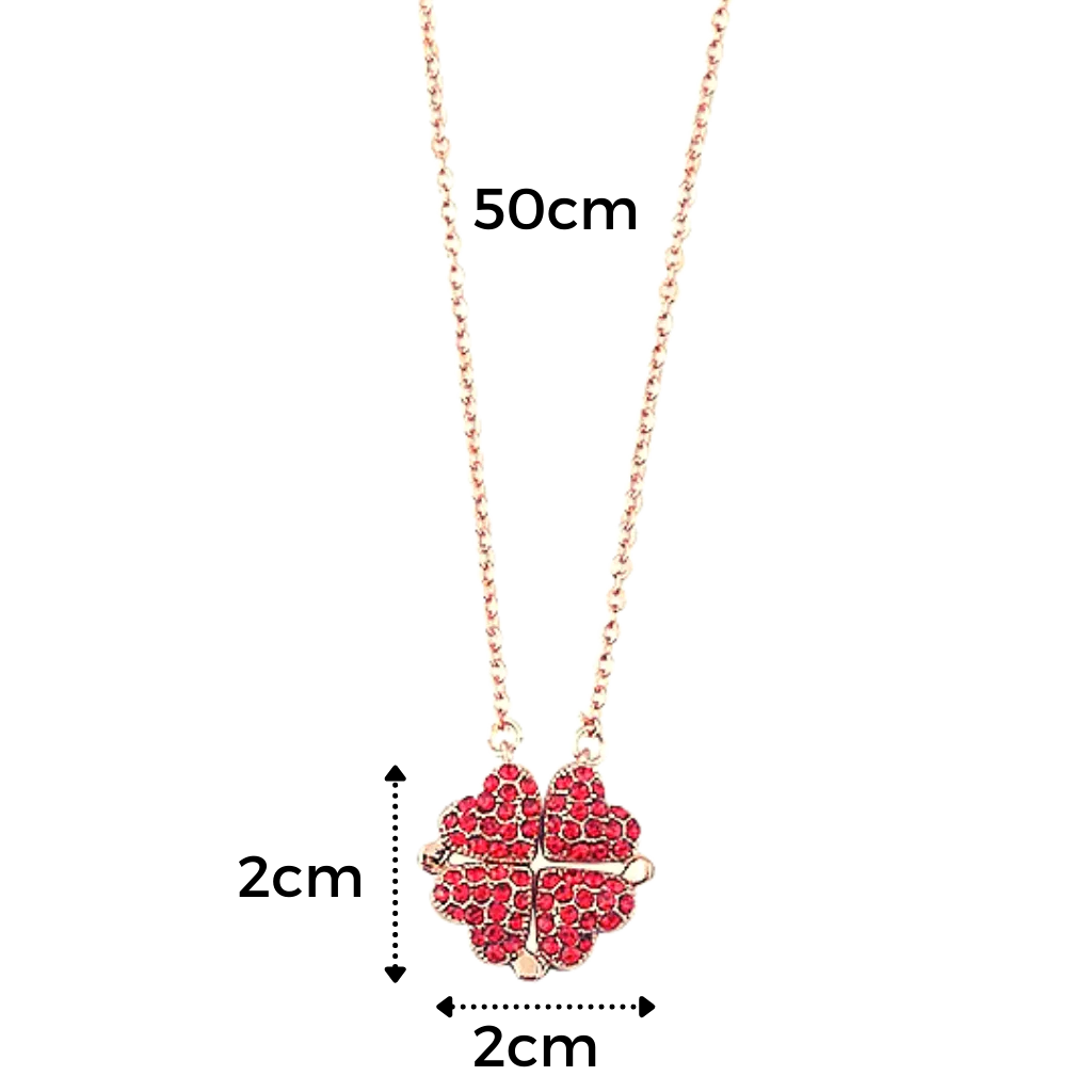 Adjustable 4 Leaf Clover Heart Necklace
