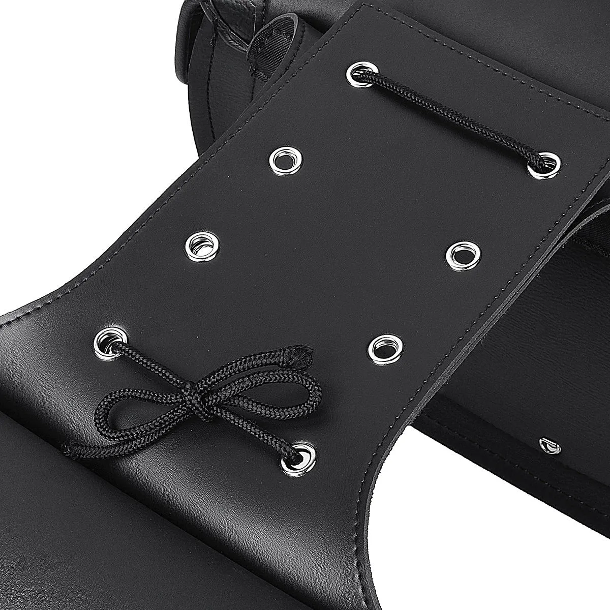 Black PU Leather Motorcycle Saddlebags - Durable Luggage Storage