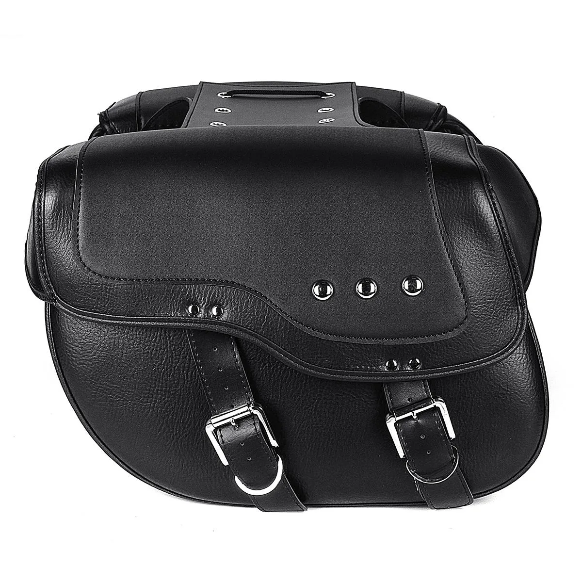 Black PU Leather Motorcycle Saddlebags - Durable Luggage Storage