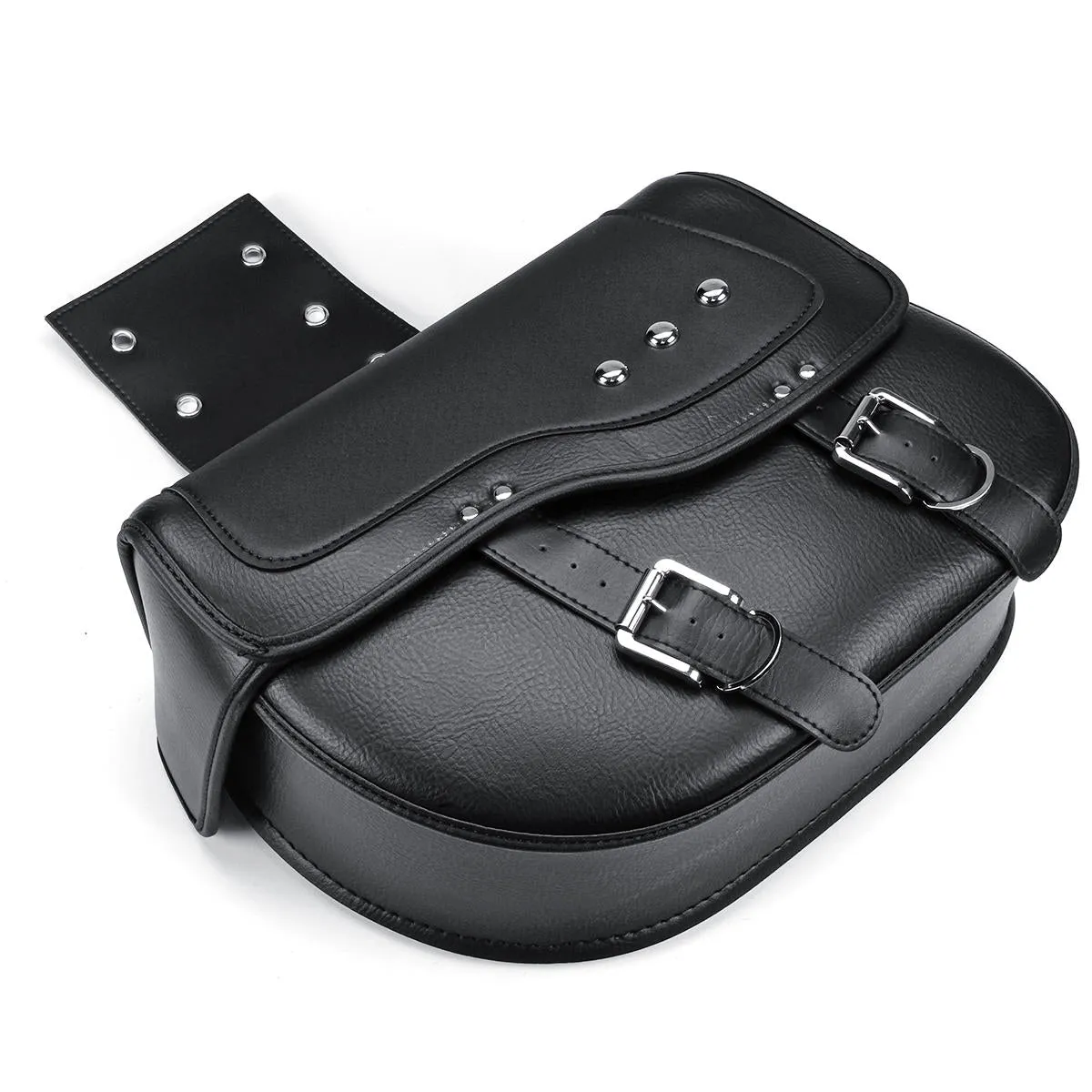Black PU Leather Motorcycle Saddlebags - Durable Luggage Storage