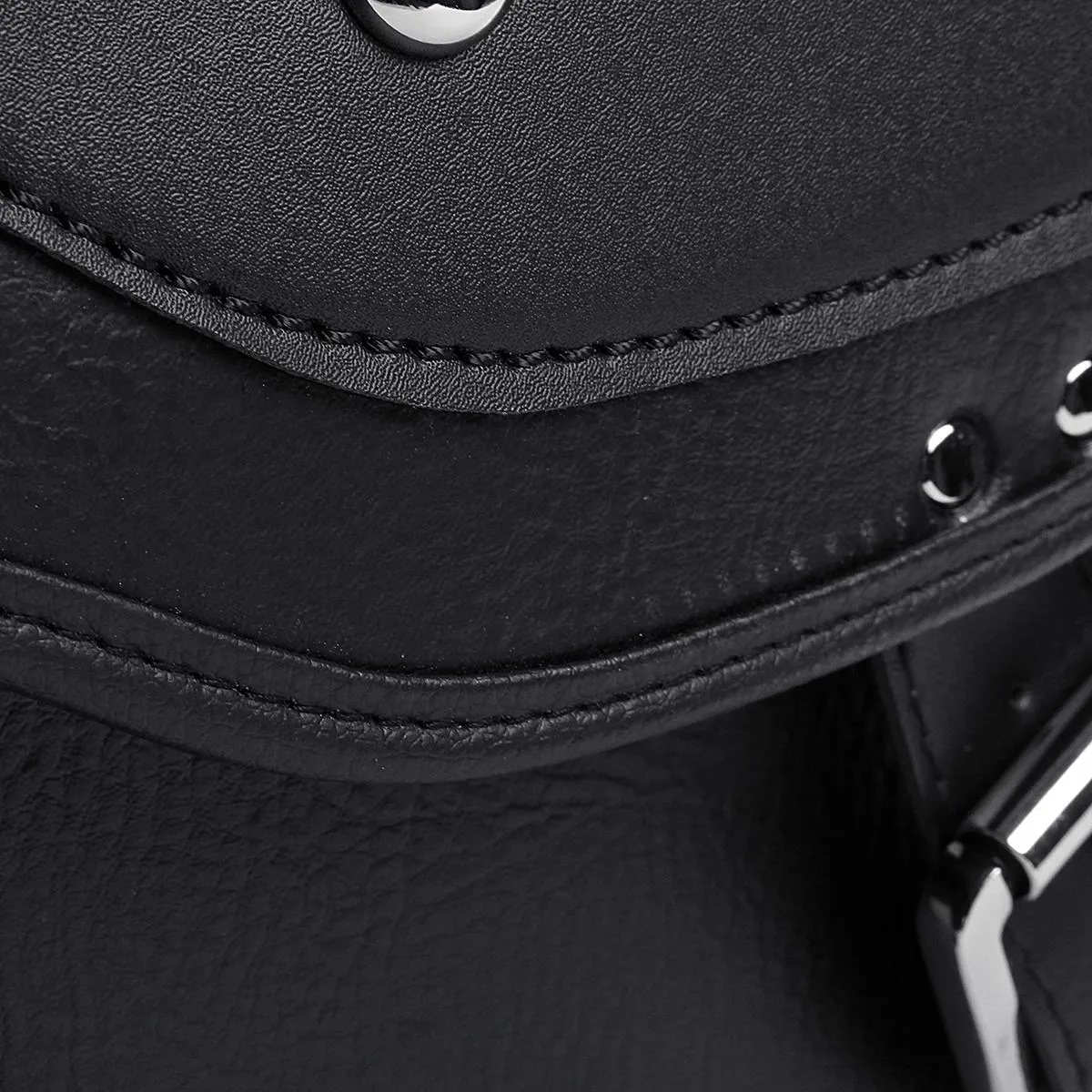 Black PU Leather Motorcycle Saddlebags - Durable Luggage Storage