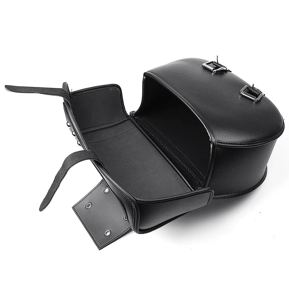 Black PU Leather Motorcycle Saddlebags - Durable Luggage Storage