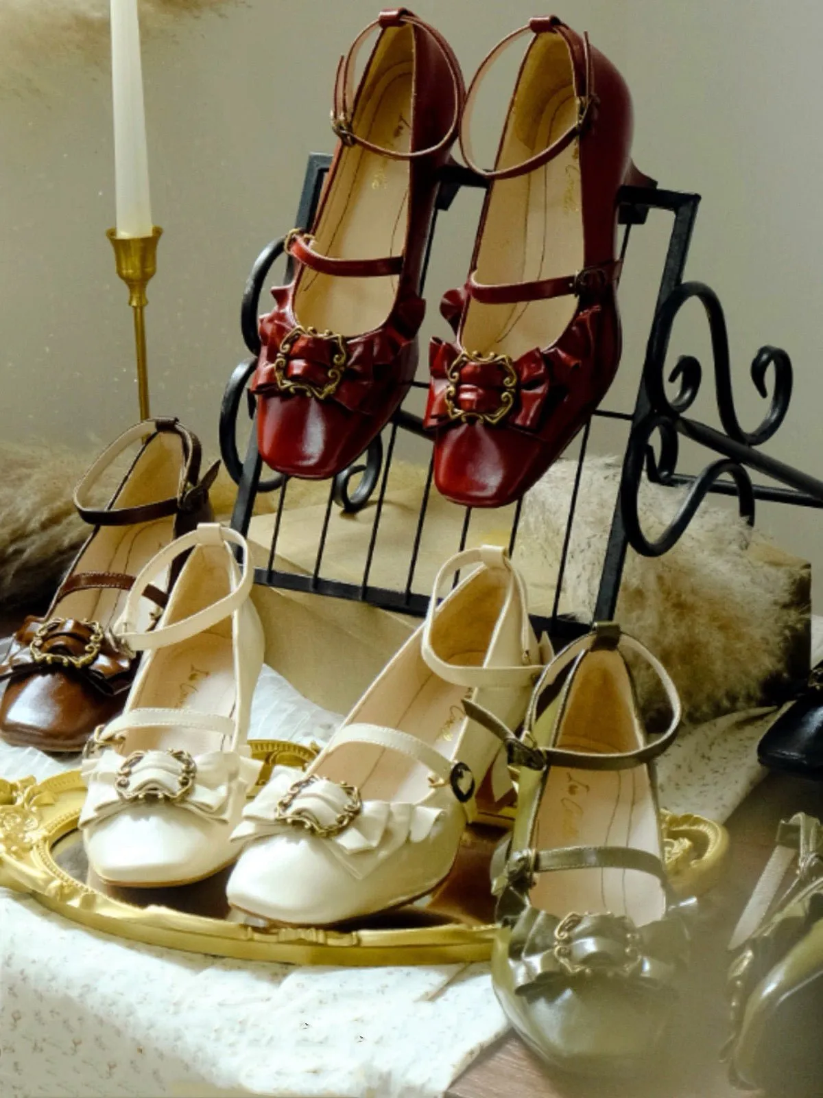 Blue Regency Heels and Lolita Mules with Bow - Lolita Shoes