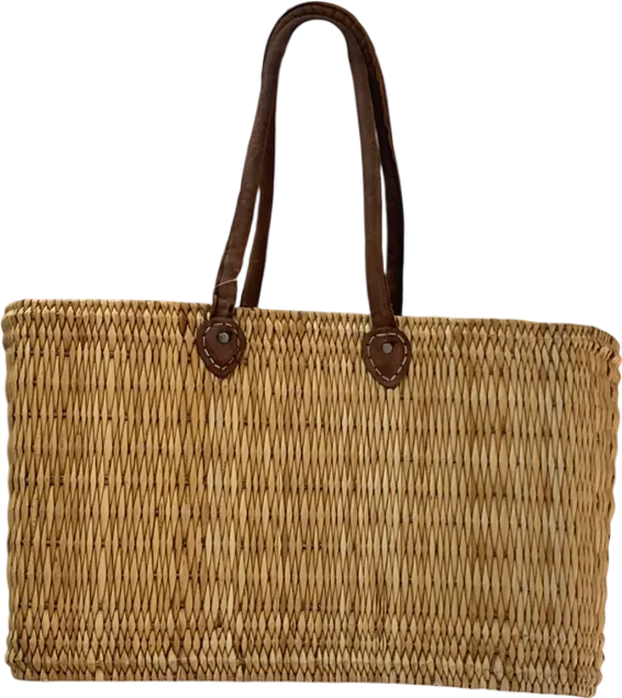  Champagne Please Large leather handle Straw Bag