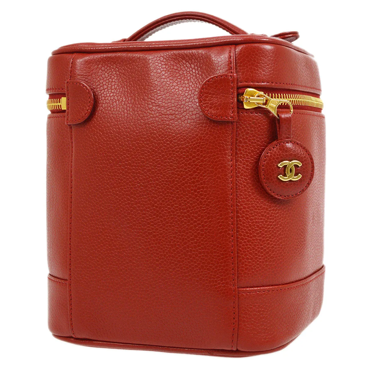 CHANEL 1996-1997 Red Caviar Timeless Vanity Handbag