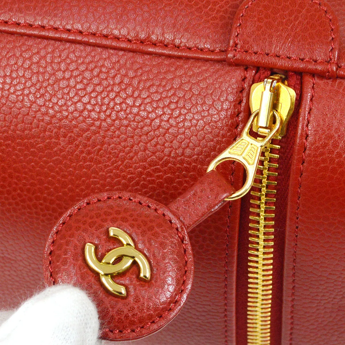 CHANEL 1996-1997 Red Caviar Timeless Vanity Handbag