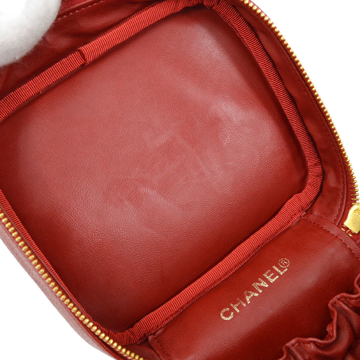 CHANEL 1996-1997 Red Caviar Timeless Vanity Handbag