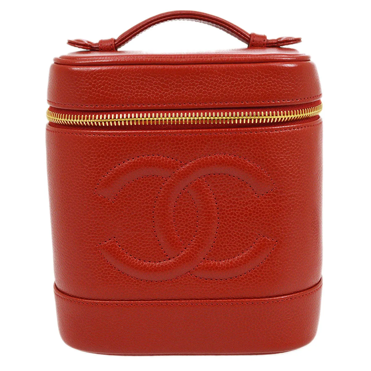 CHANEL 1996-1997 Red Caviar Timeless Vanity Handbag