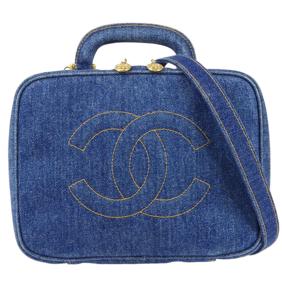 Chanel 1996-1997 Timeless Lunch Box Vanity Handbag 24 Denim