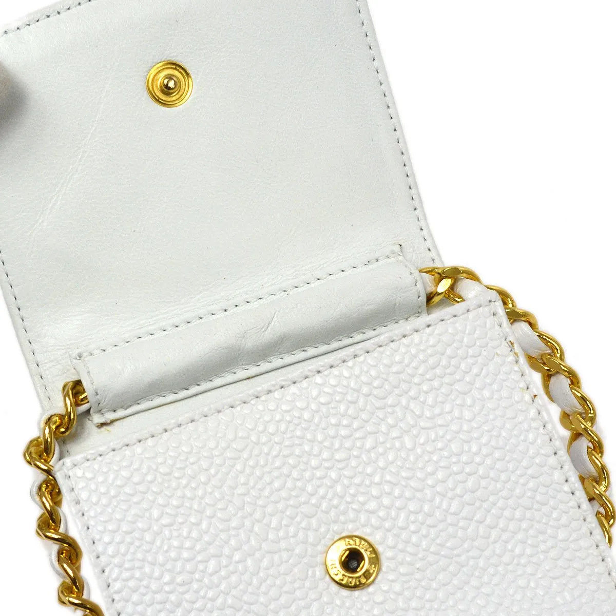 CHANEL 1996 White Caviar Timeless Chain Pochette 40715