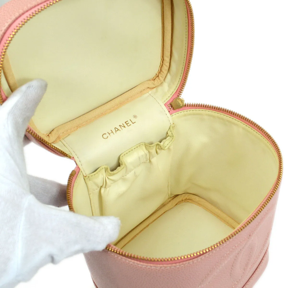CHANEL 2003-2004 Timeless Vanity Handbag Pink Caviar AK36830k