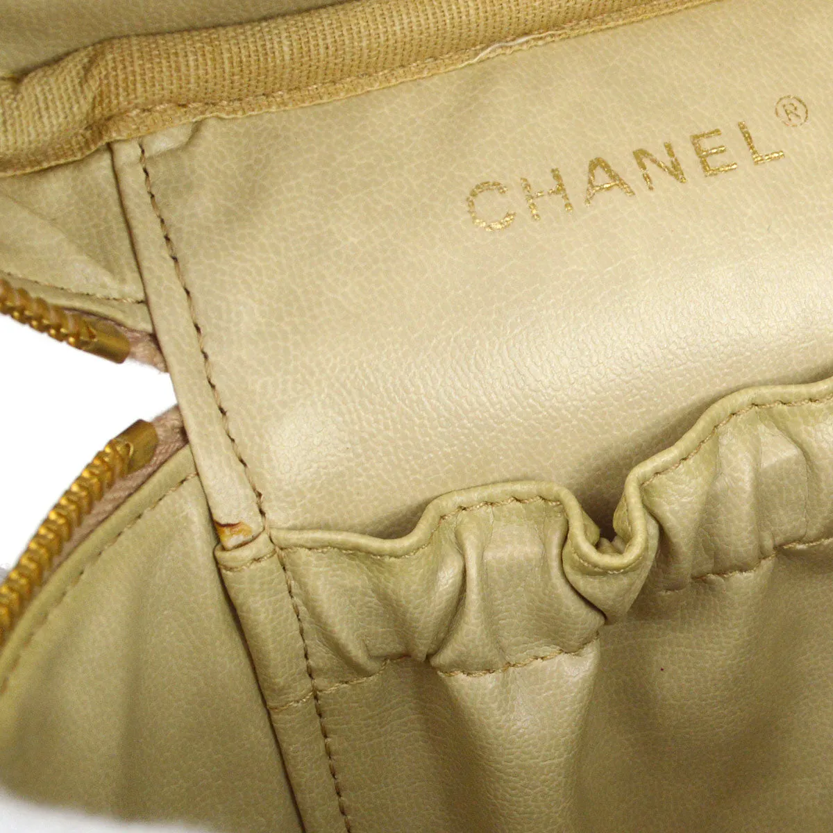 CHANEL 2005-2006 Timeless Vanity Handbag Beige Caviar