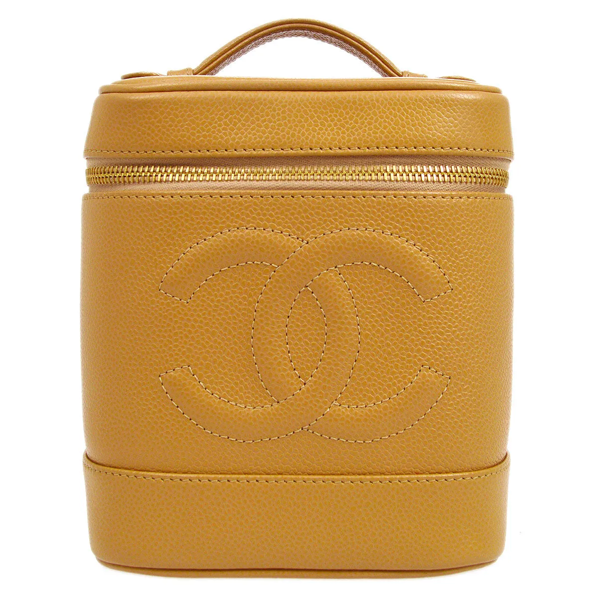 CHANEL 2005-2006 Timeless Vanity Handbag Beige Caviar