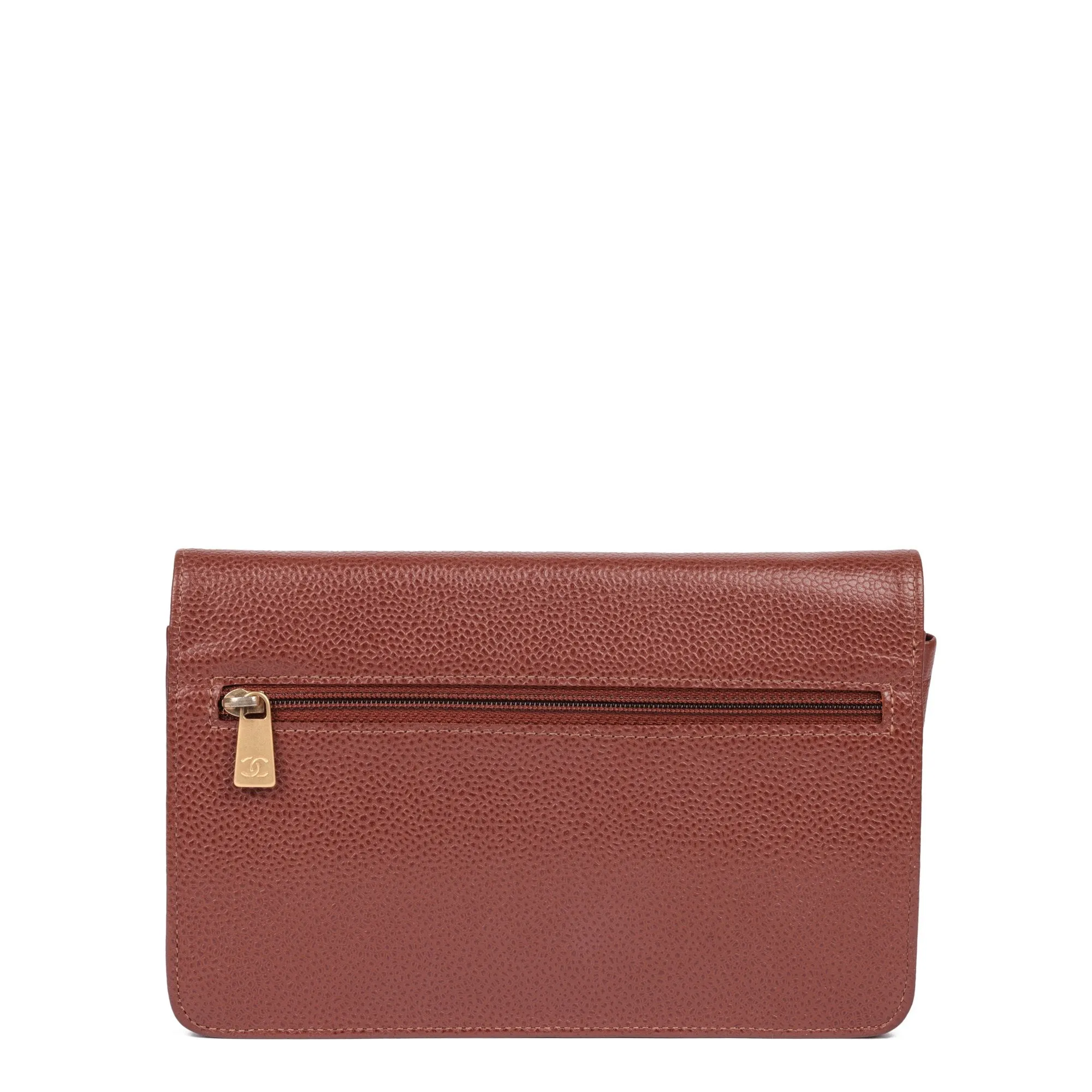 Chanel Brown Caviar Leather Vintage Timeless Wallet-on-Chain Shoulder Bag