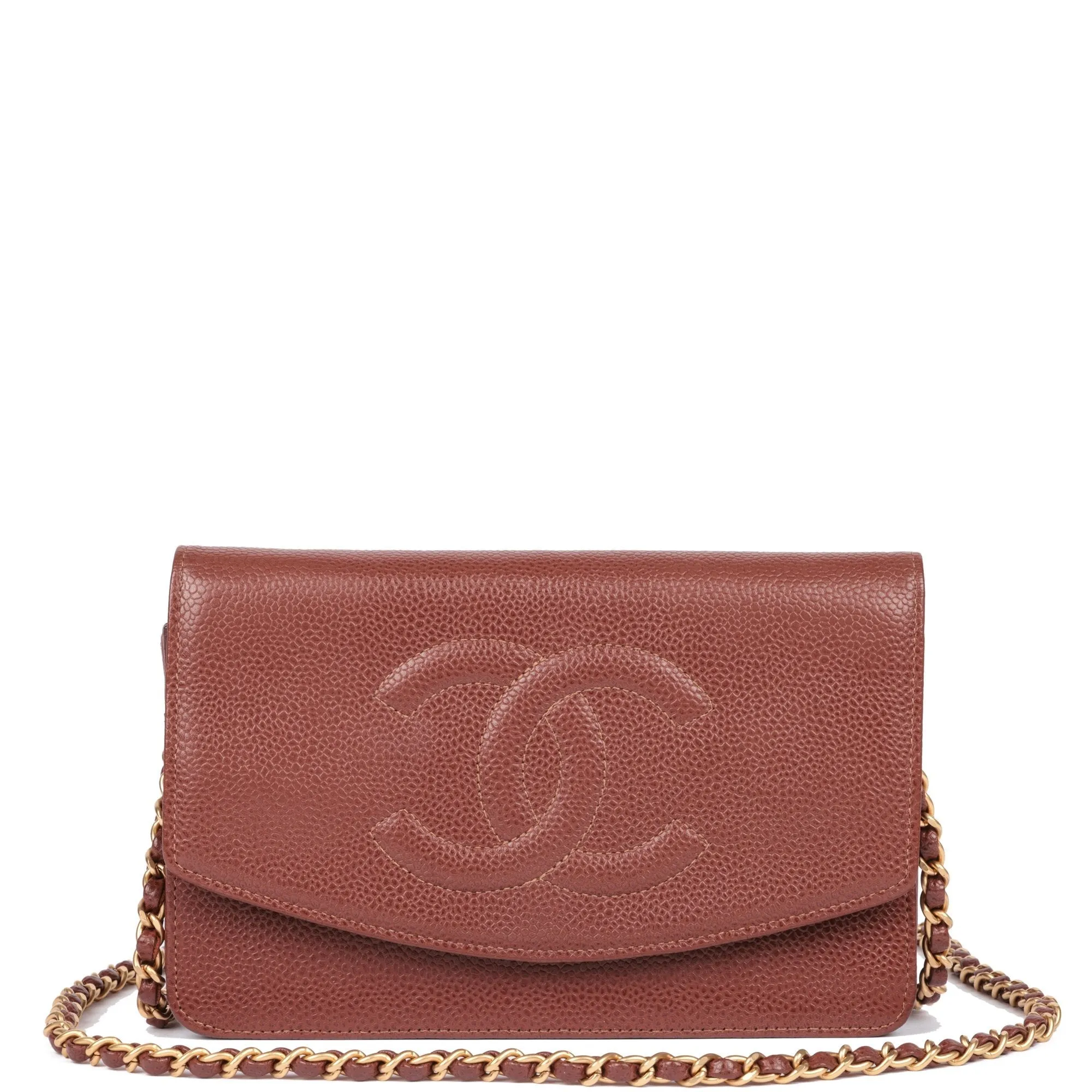 Chanel Brown Caviar Leather Vintage Timeless Wallet-on-Chain Shoulder Bag