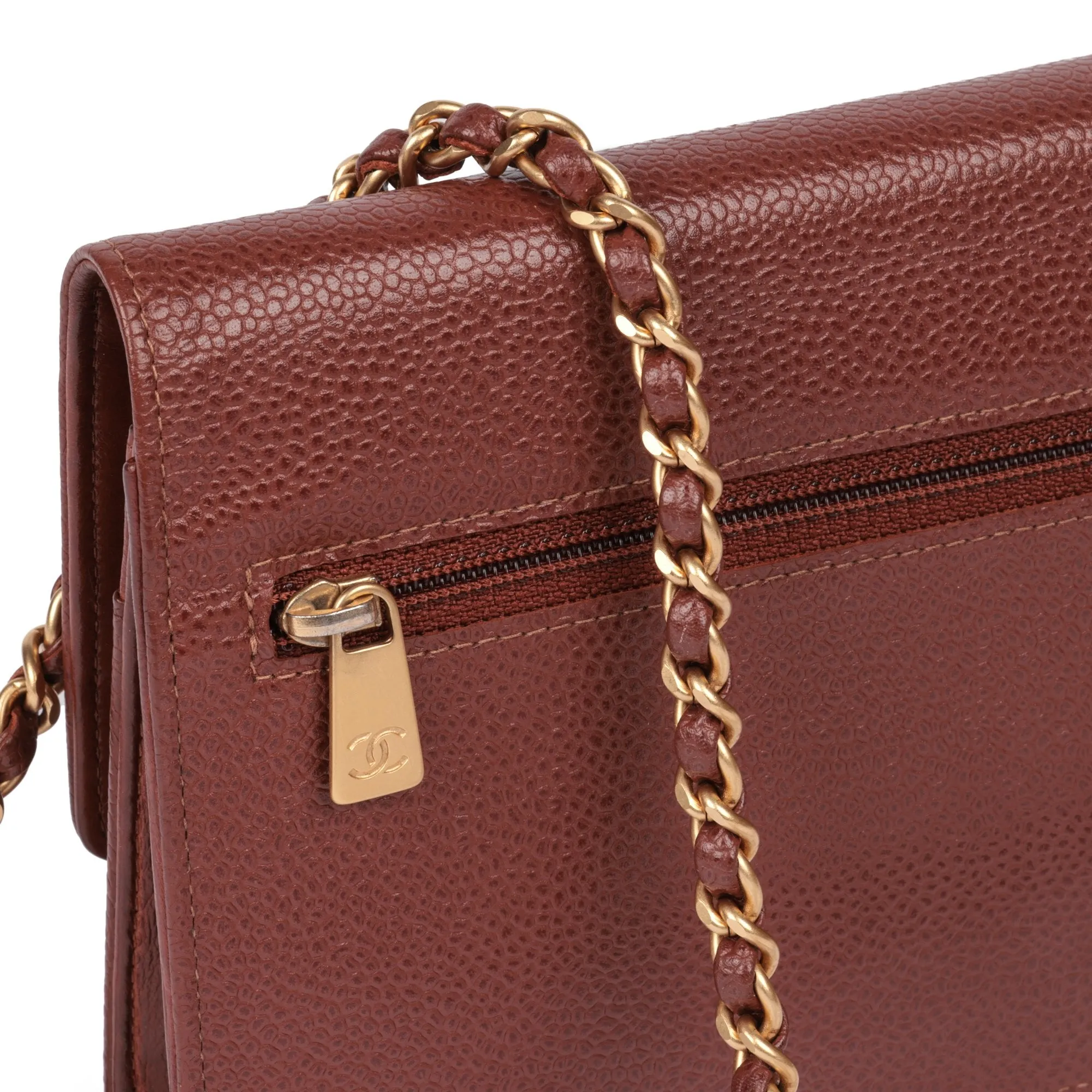 Chanel Brown Caviar Leather Vintage Timeless Wallet-on-Chain Shoulder Bag