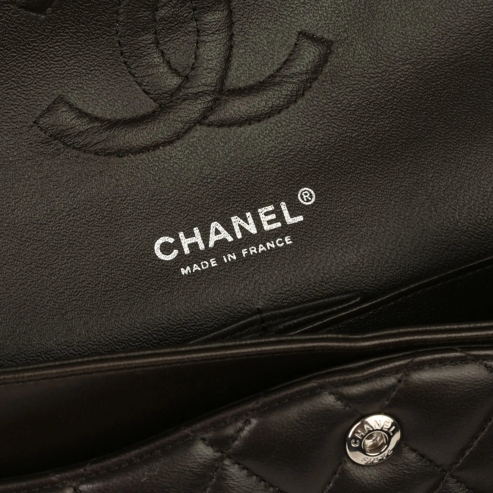 Chanel Burgundy, Black & Khaki Lambskin Medium Classic Double Flap Bag
