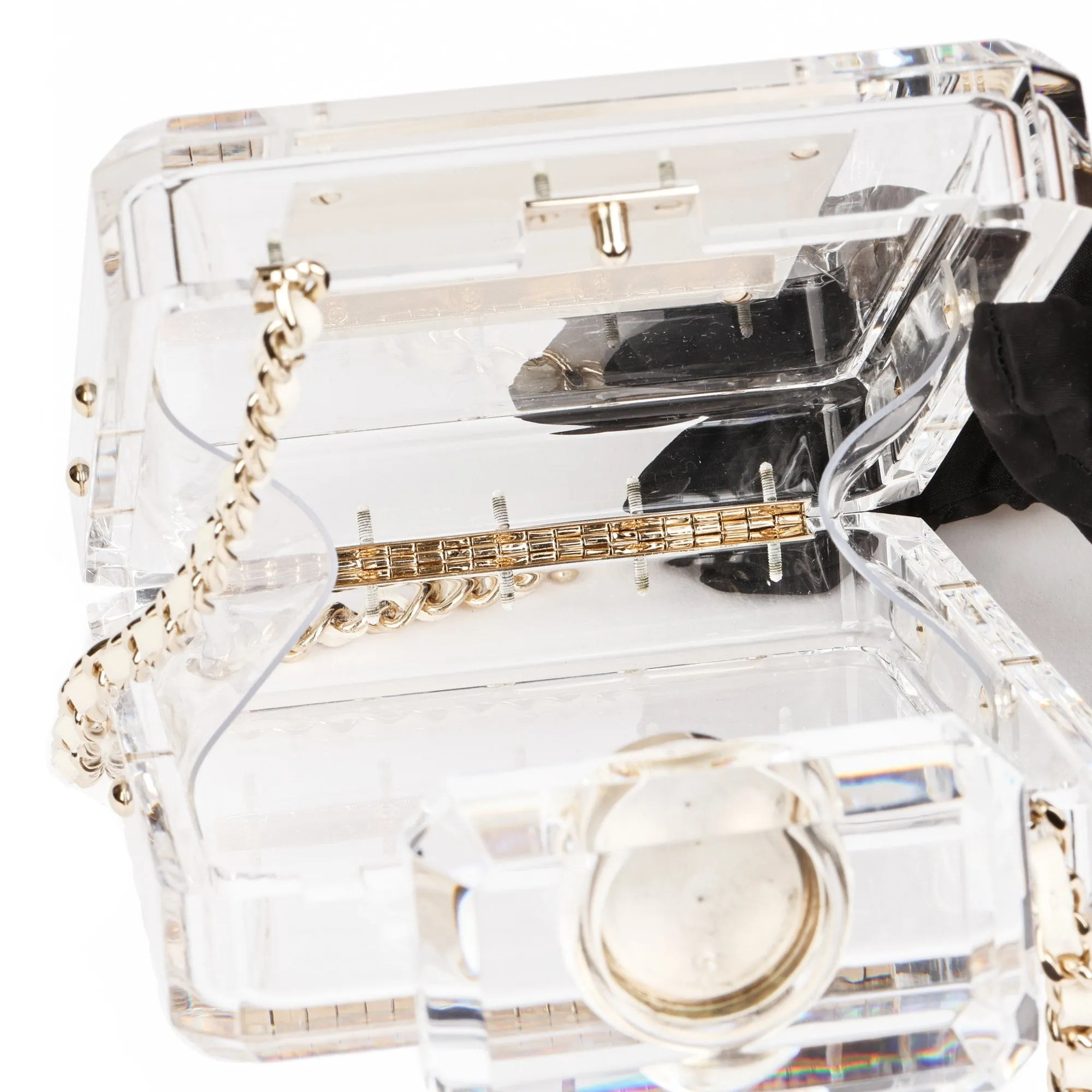 Chanel Clear Plexiglass Perfume Bottle Minaudiere Shoulder Bag