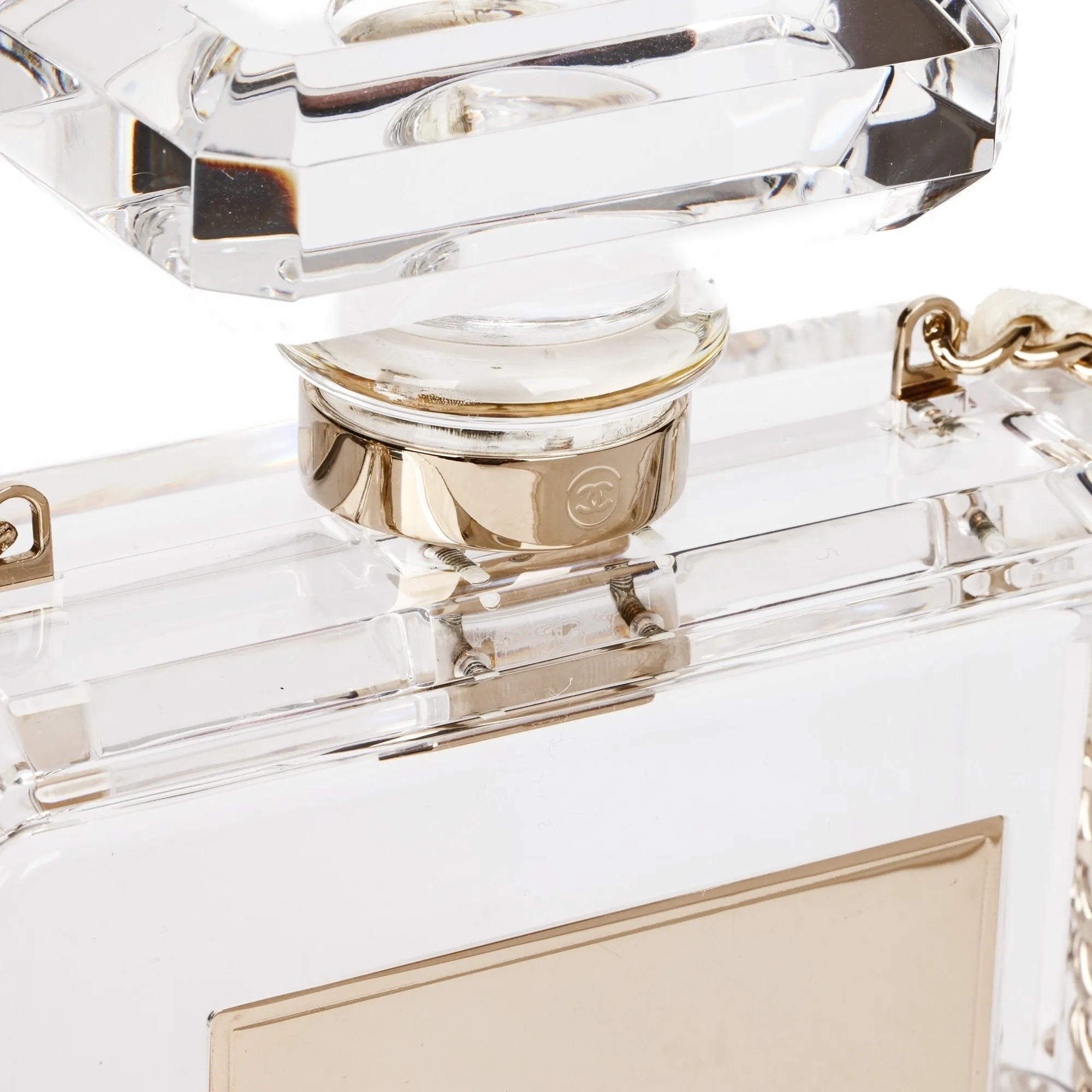 Chanel Clear Plexiglass Perfume Bottle Minaudiere Shoulder Bag