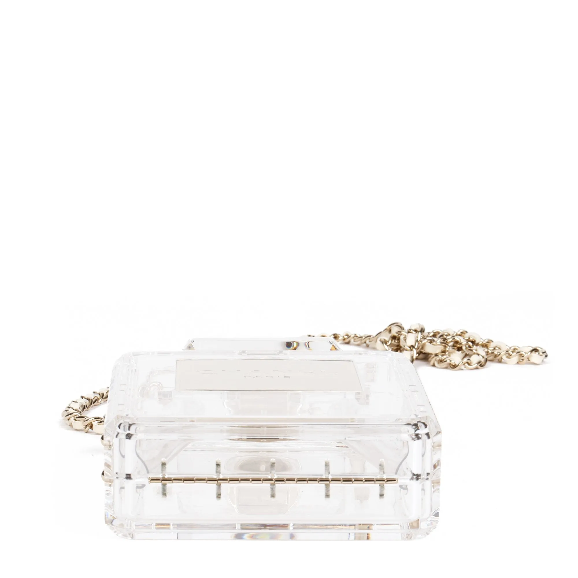 Chanel Clear Plexiglass Perfume Bottle Minaudiere Shoulder Bag