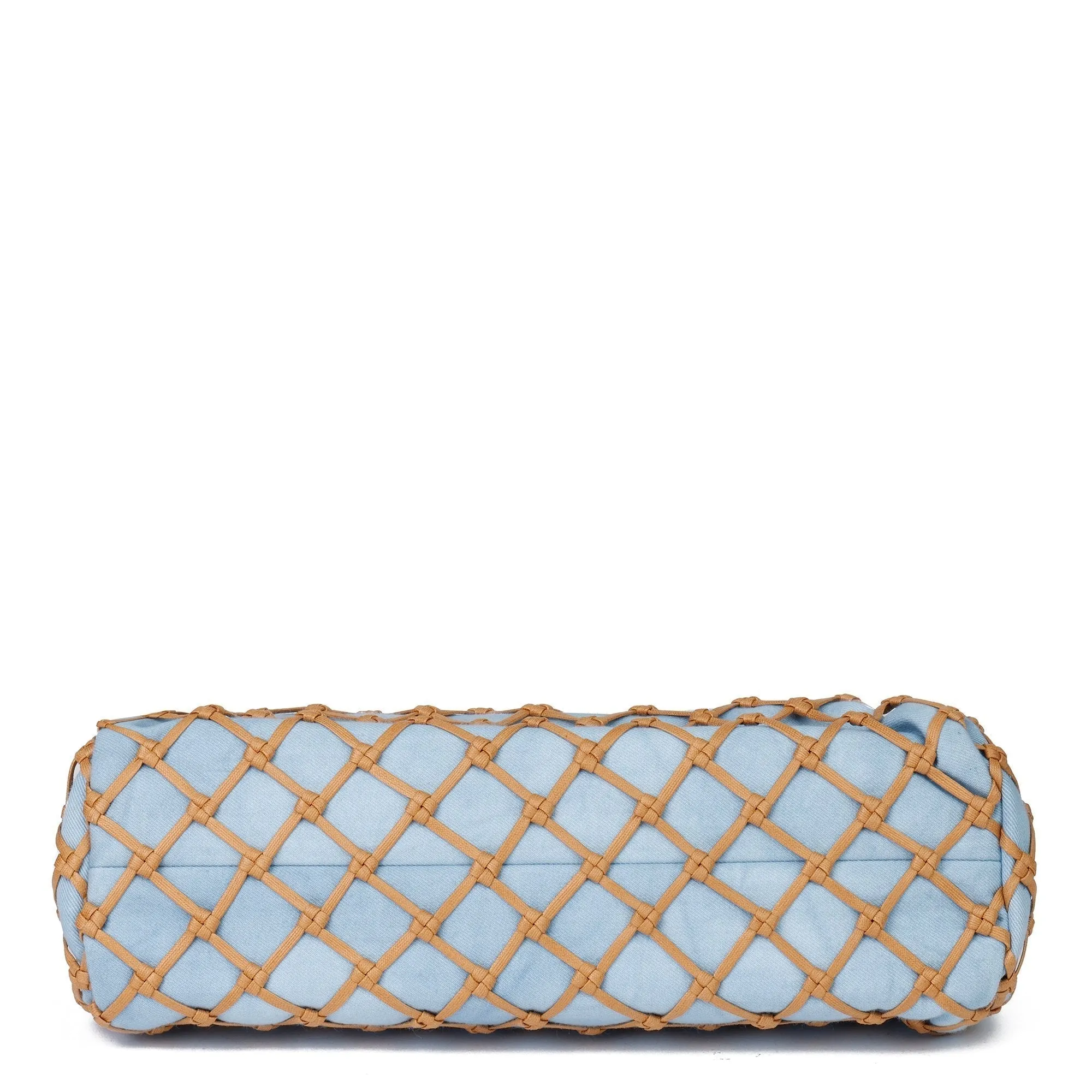 Chanel Light Blue Denim & Brown Woven Rope Canebier Just Mademoiselle Bowling Bag