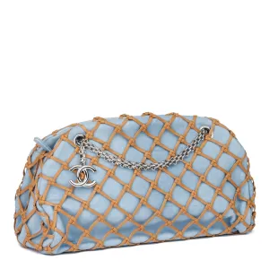 Chanel Light Blue Denim & Brown Woven Rope Canebier Just Mademoiselle Bowling Bag