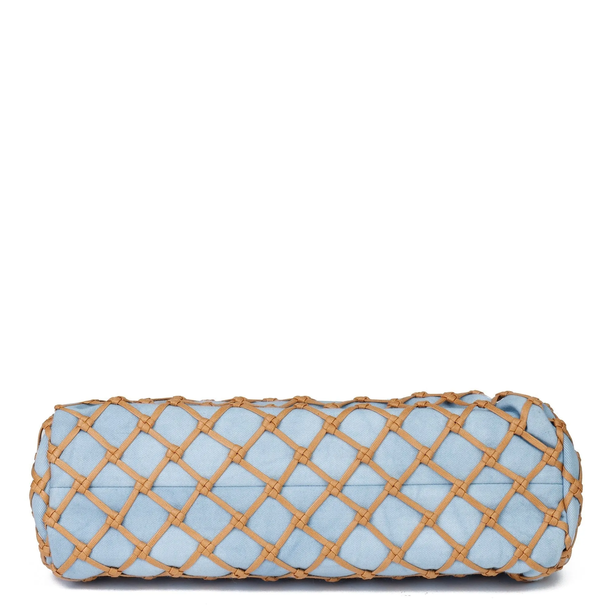 Chanel Light Blue Denim & Brown Woven Rope Canebier Just Mademoiselle Bowling Bag