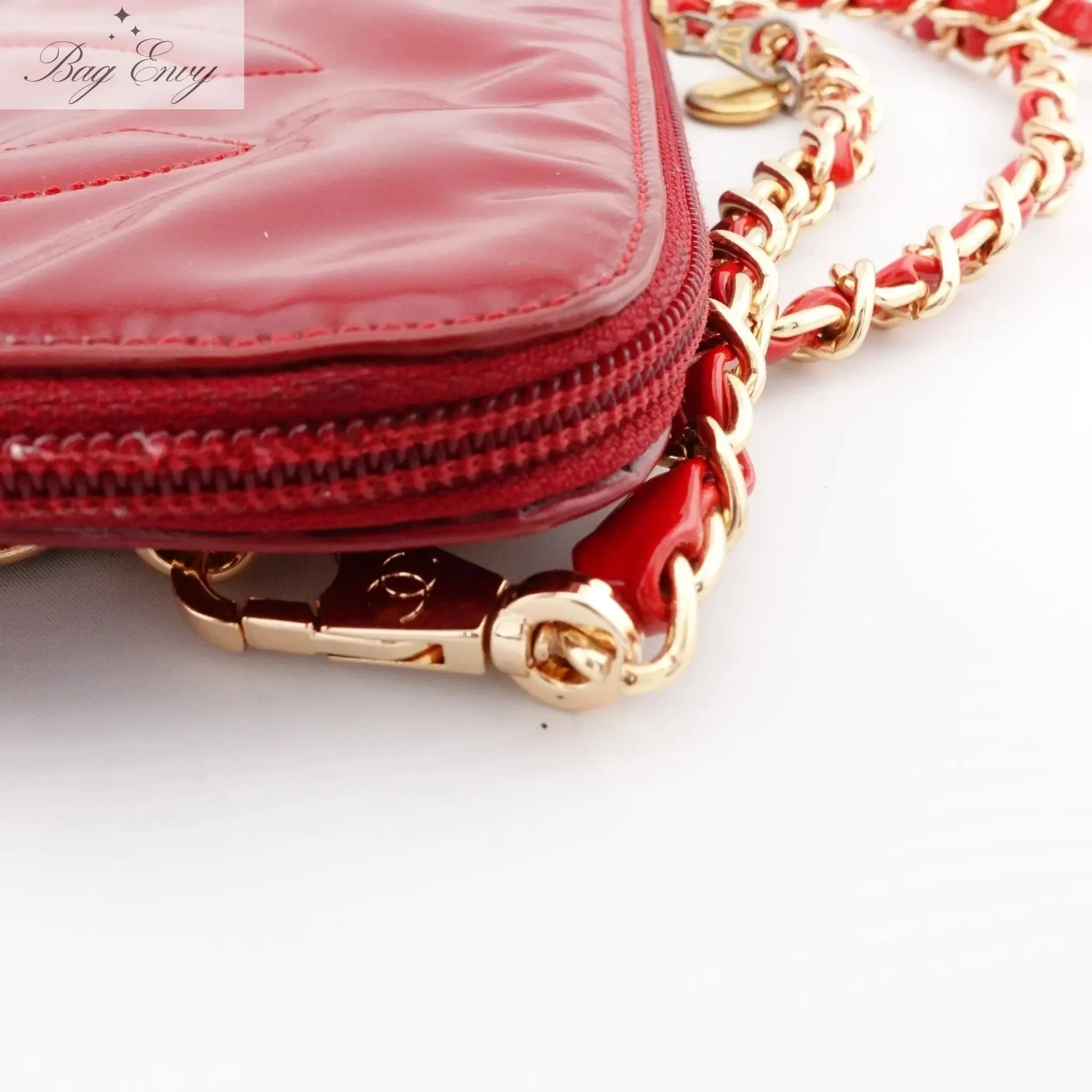 CHANEL Patent Leather Timeless Zip Organizer on Chain
