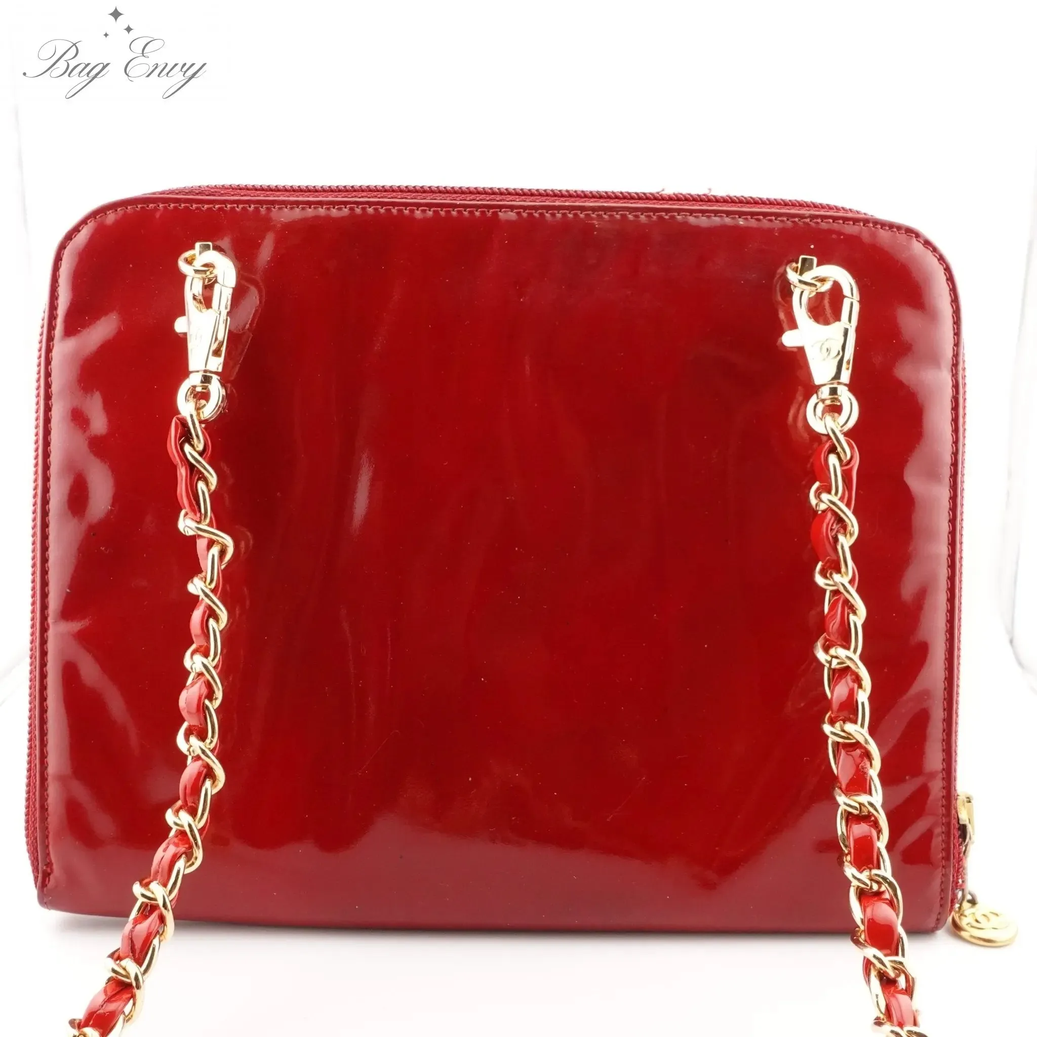 CHANEL Patent Leather Timeless Zip Organizer on Chain