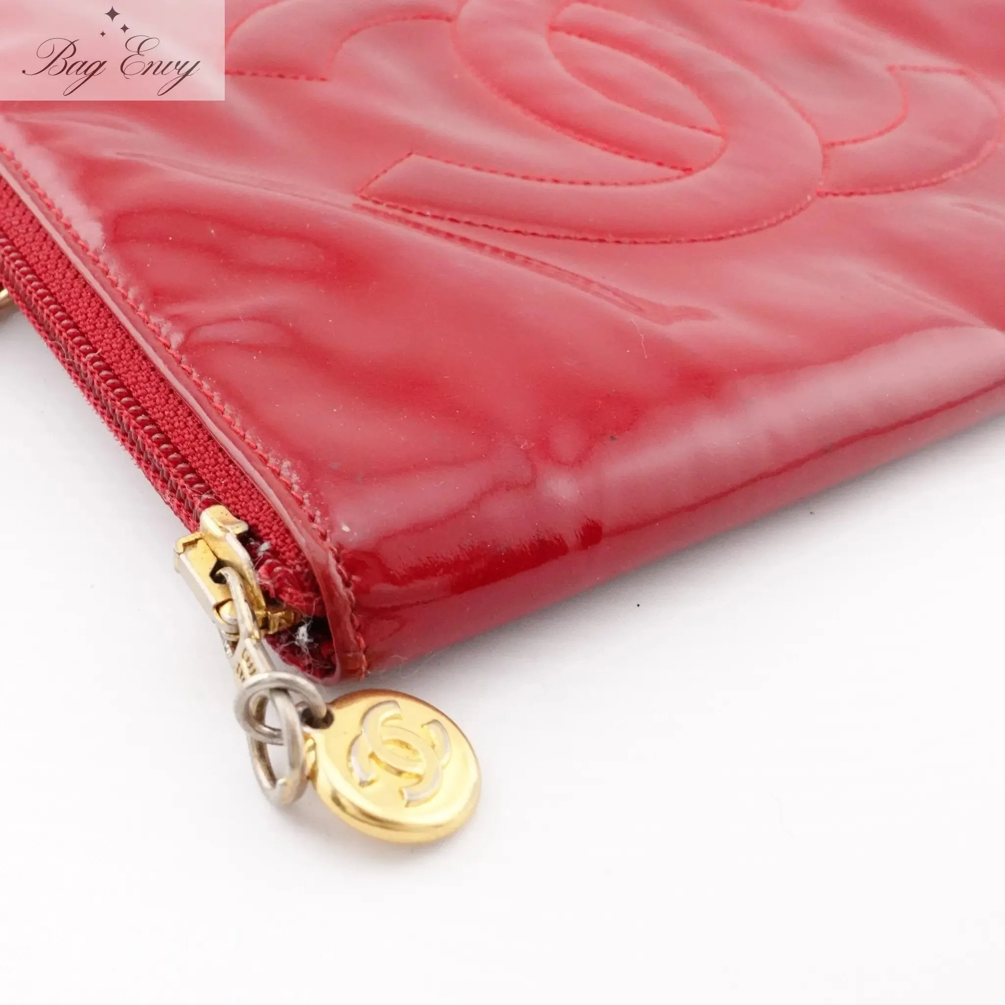 CHANEL Patent Leather Timeless Zip Organizer on Chain