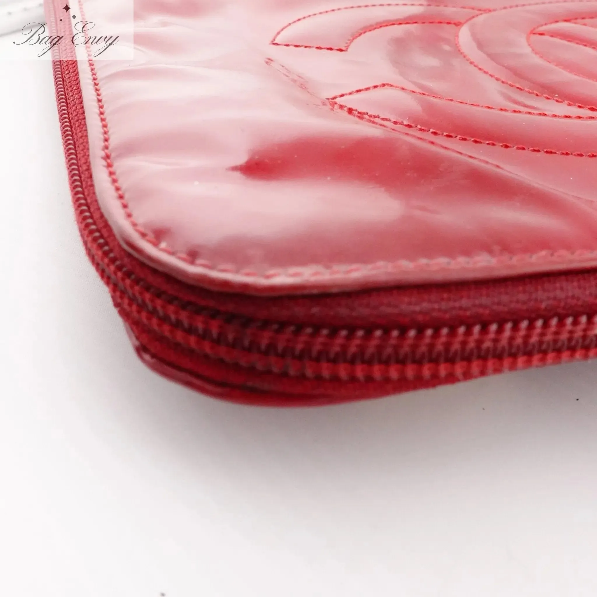 CHANEL Patent Leather Timeless Zip Organizer on Chain