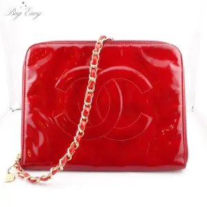 CHANEL Patent Leather Timeless Zip Organizer on Chain