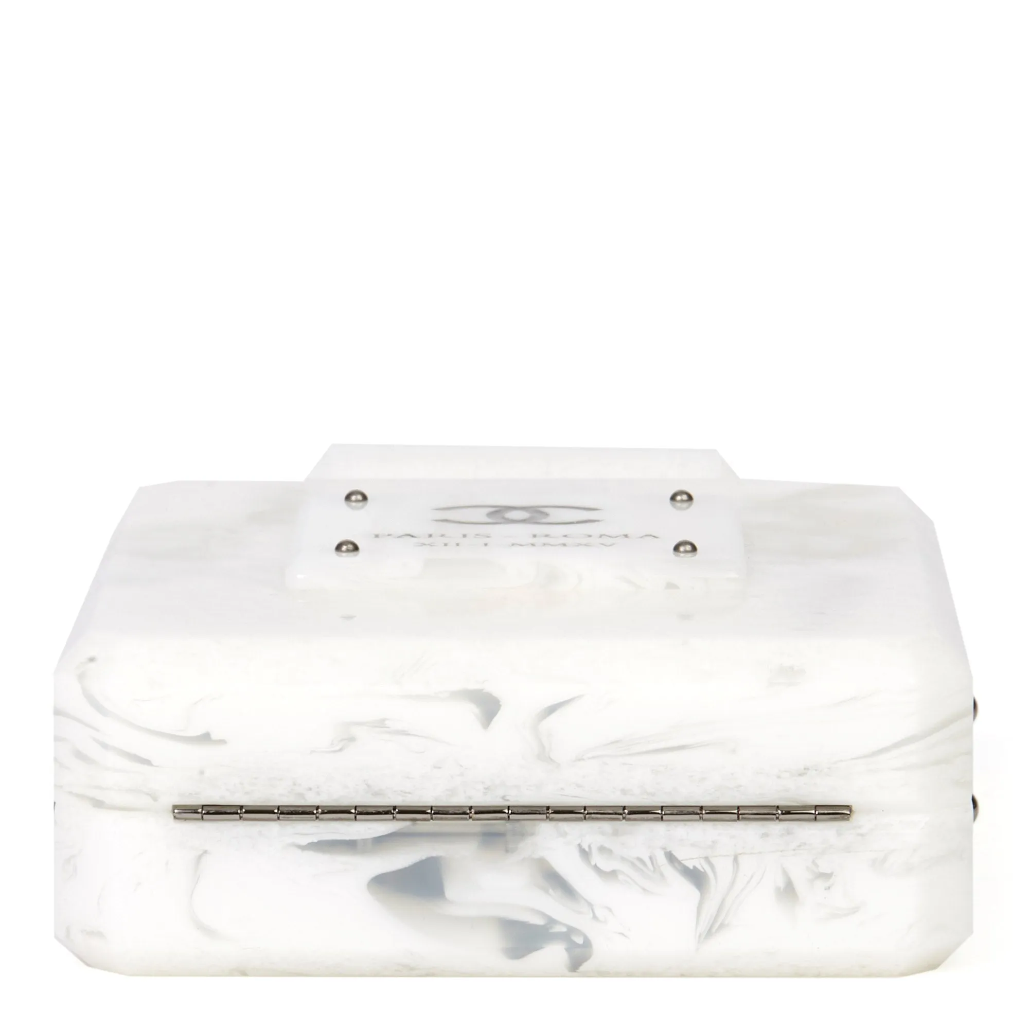 Chanel White Marble Plexiglass Paris-Rome Perfume Bottle Bag