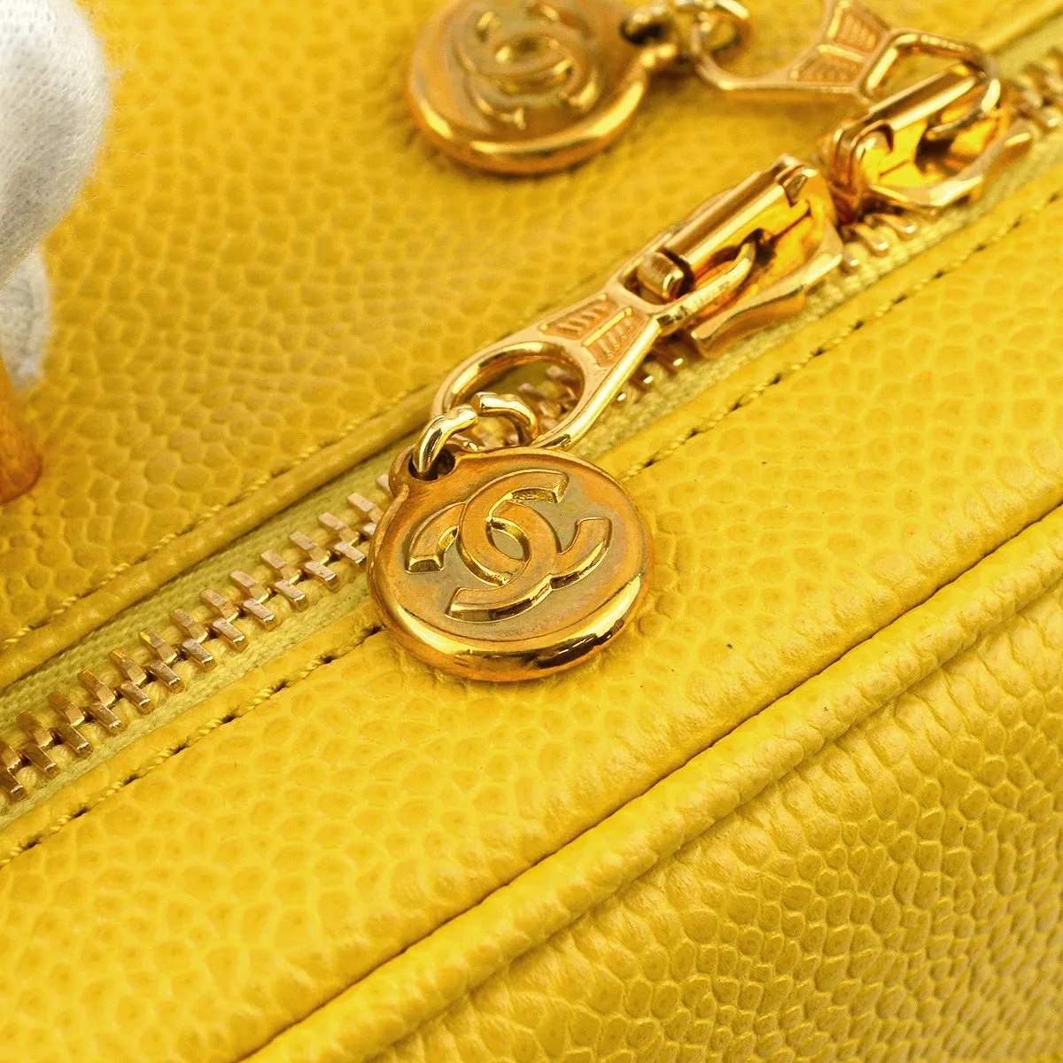 Chanel * Yellow Caviar Timeless Lunch Box Vanity 2way Handbag