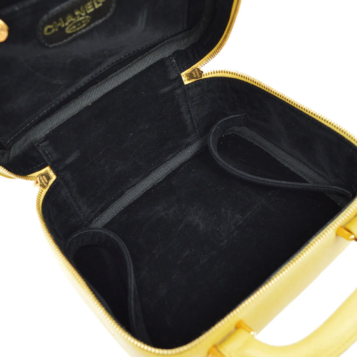 Chanel * Yellow Caviar Timeless Lunch Box Vanity 2way Handbag