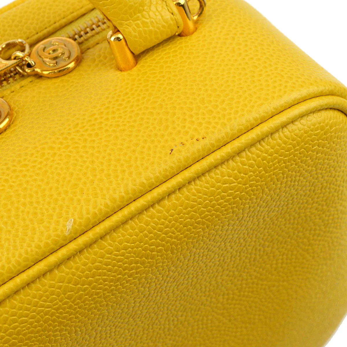 Chanel * Yellow Caviar Timeless Lunch Box Vanity 2way Handbag