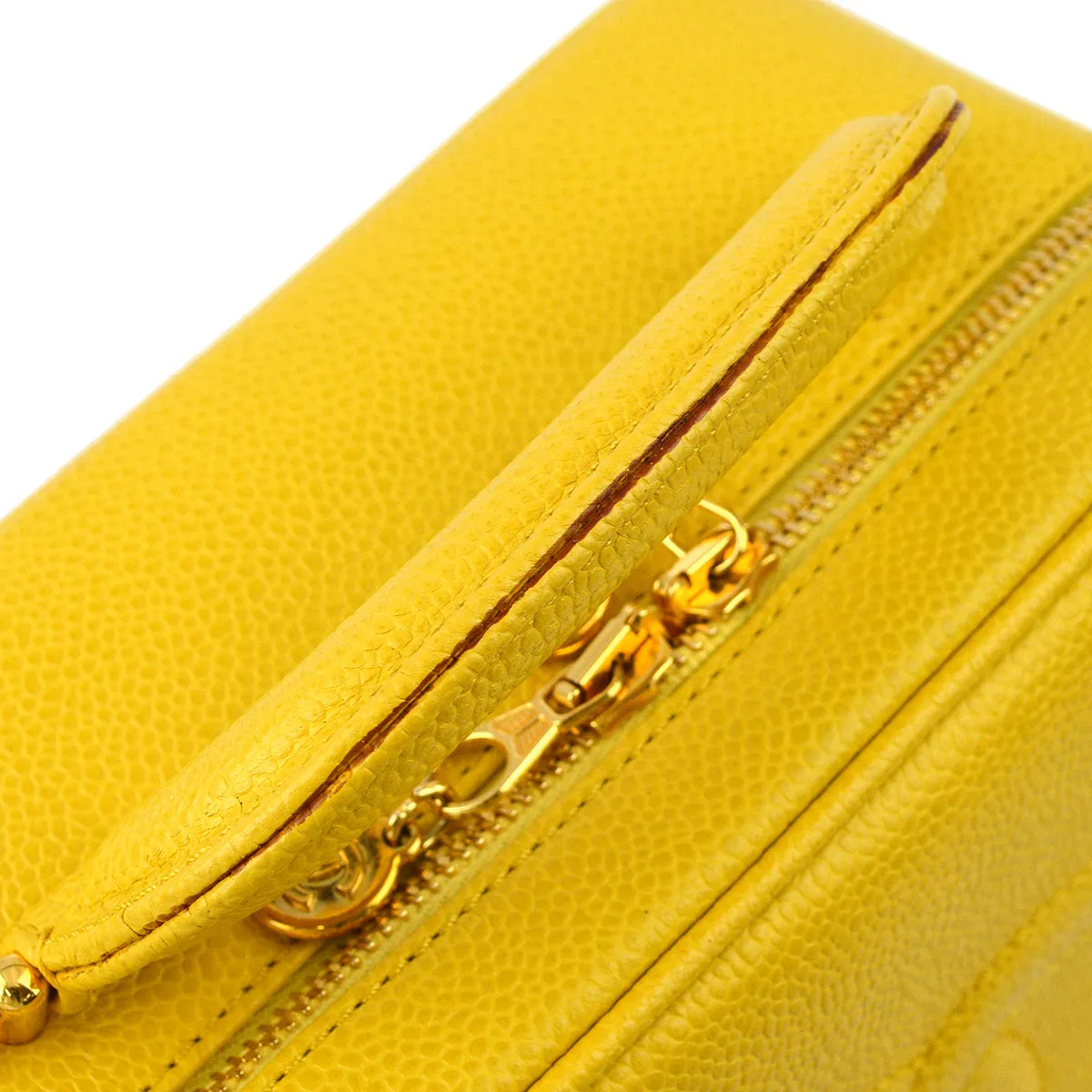 Chanel * Yellow Caviar Timeless Lunch Box Vanity 2way Handbag