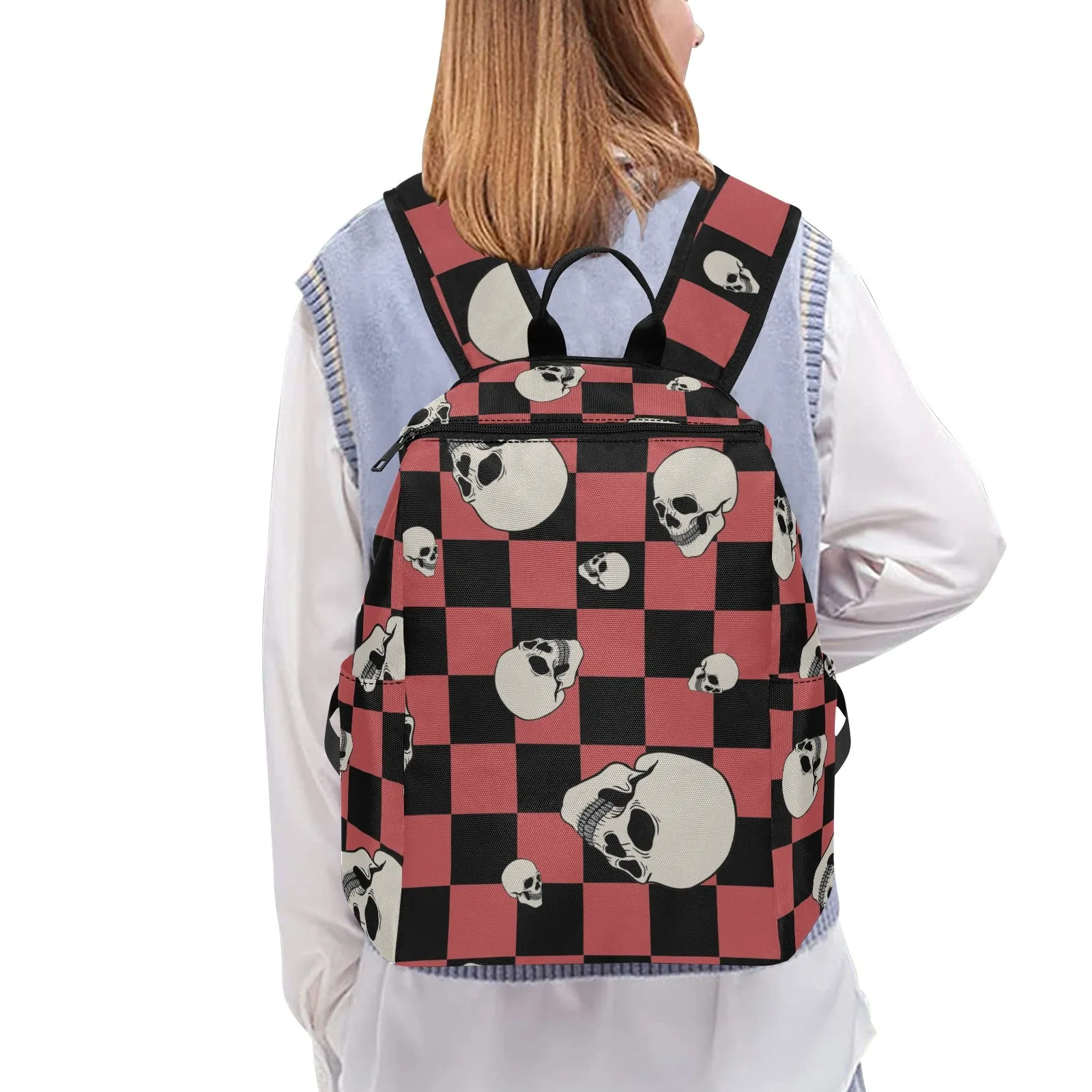 Checkers And Skulls Lightweight Casual Backpack