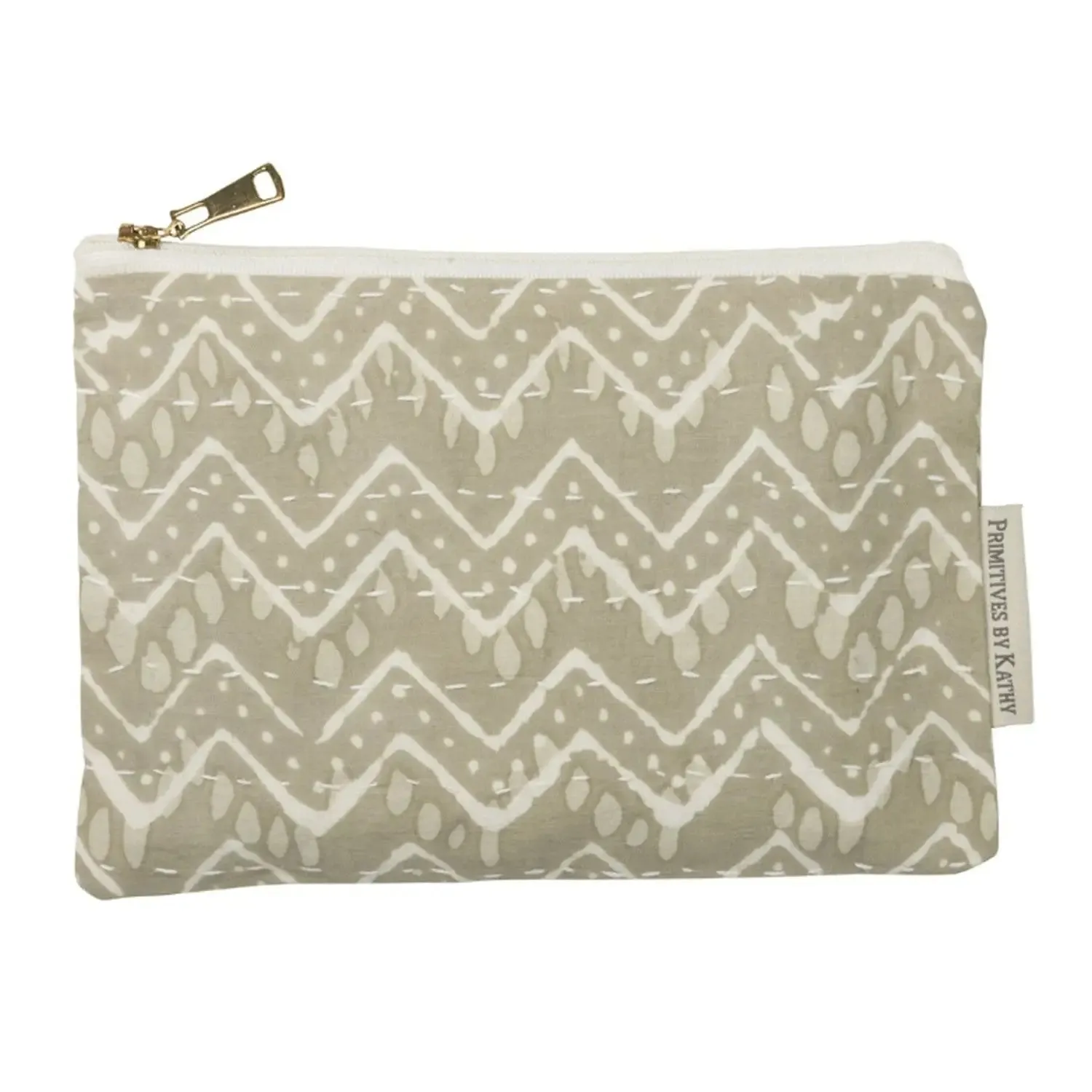 CHEVRON CREAM ZIPPER POUCH