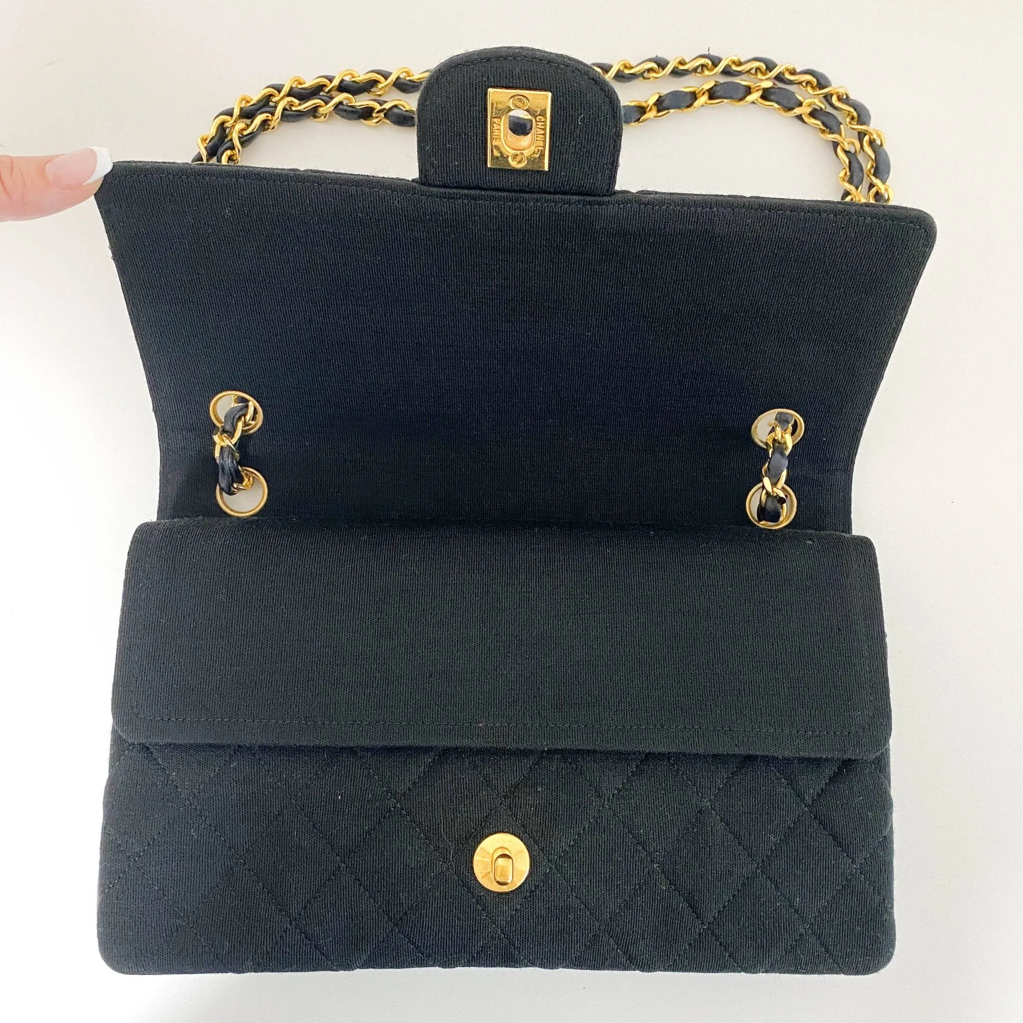 Cotton Timeless Classic Quilted Double Flap Gold Chain Shoulder Bag