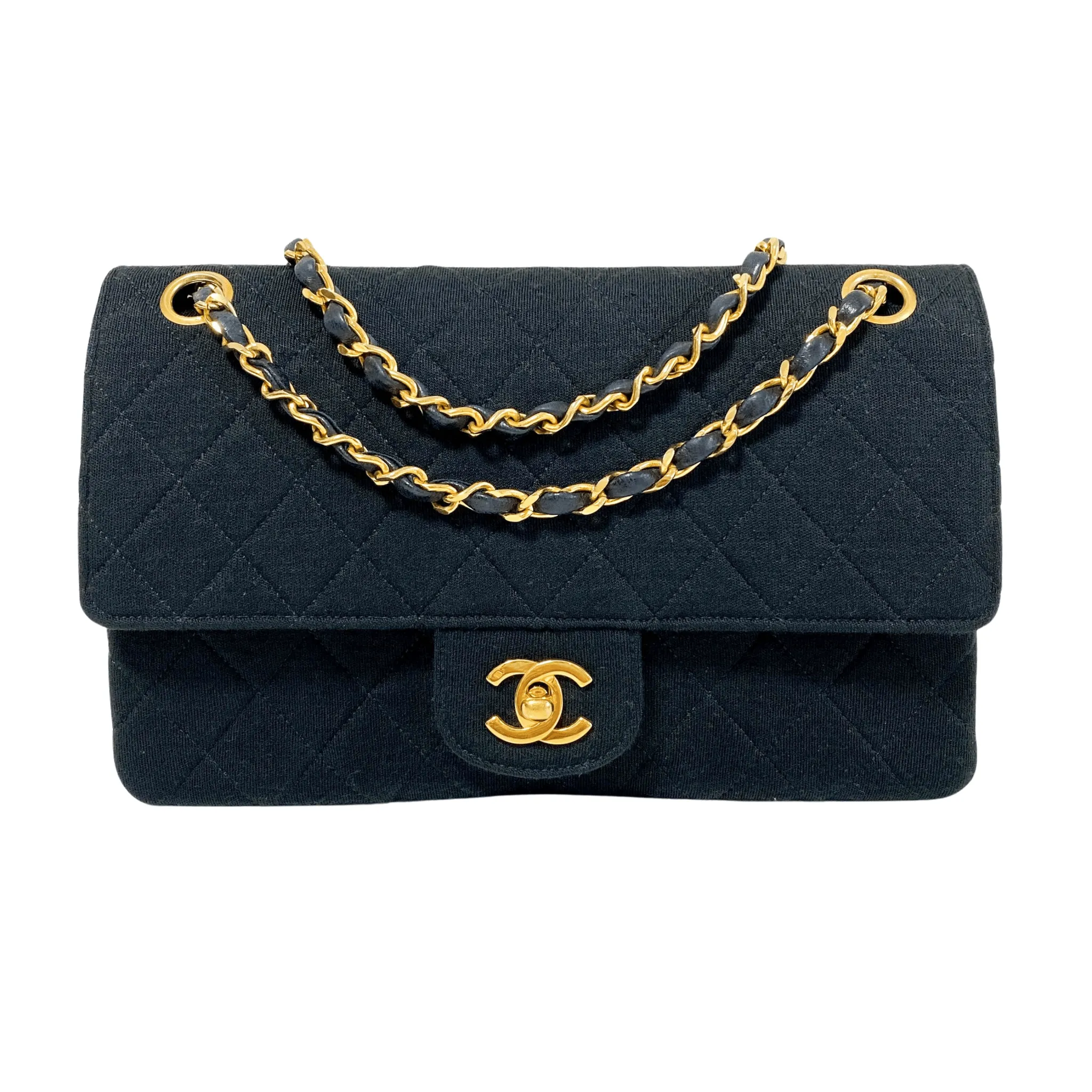 Cotton Timeless Classic Quilted Double Flap Gold Chain Shoulder Bag