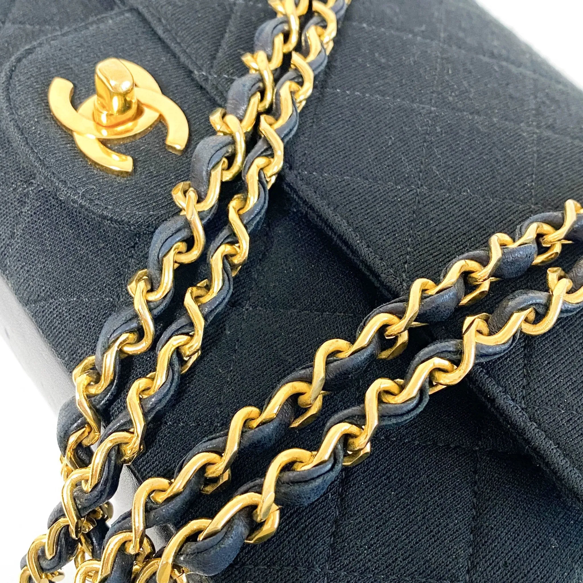 Cotton Timeless Classic Quilted Double Flap Gold Chain Shoulder Bag