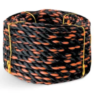 CWC Polypropylene California Truck Rope - 3/8" x 50 ft, Blk W/Org Tracer